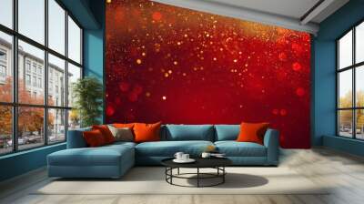 fantastic elegant red festive background with golden glitter Wall mural