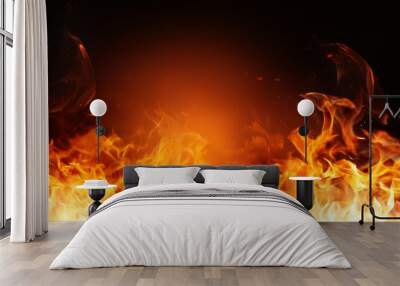 fire abstract background with flames and copyspace Wall mural