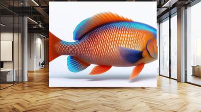 illustration of a beautiful cute fish on a white background Wall mural