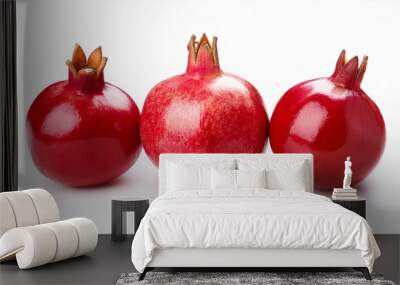 ripe juicy sweet pomegranate isolated on white background Wall mural