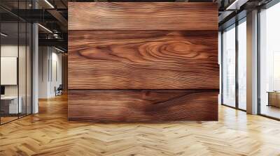 wooden background texture of polished walnut planks Wall mural