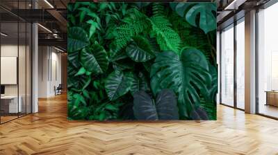 Creative nature green background, tropical leaf or floral jungle pattern concept. Wall mural