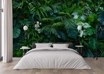 Creative nature wall background, tropical leaf banner or floral jungle pattern concept. Wall mural