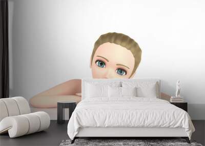 3D illustration character - Beautiful woman skin care image Wall mural