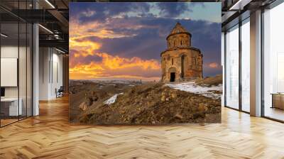 Ani site of historical cities (Ani Harabeleri): first entry into Anatolia, an important trade route Silk Road in the Middle Agesand. St. Gregory Church in Ani Ruins. Kars,Turkey Wall mural