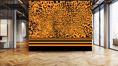 Leopard texture with stripes, lines with animal print. Wall mural