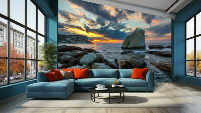 photograph in the field of sail rocks in Foca district of Izmir province. Wall mural