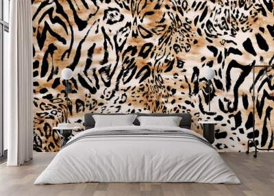 Seamless hand drawing leopard pattern, animal print Wall mural