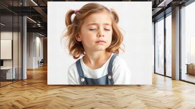 there is a little girl with her eyes closed and her eyes closed. Wall mural