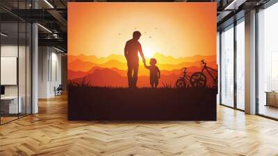  friendly family and father day Wall mural