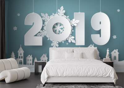 Happy new year and winter season Wall mural