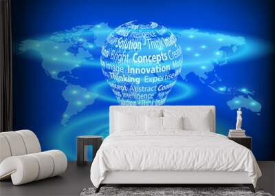 Light bulb on world map with copy text Wall mural