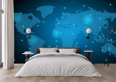 world map connection futuristic modern website background or cover page vector for technology and finance concept and education future company Wall mural