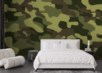 Abstract military seamless green camouflage texture for print. Modern. Vector Wall mural