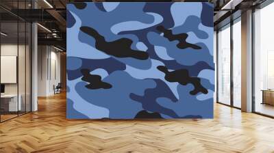 blue military camouflage vector seamless pattern Wall mural