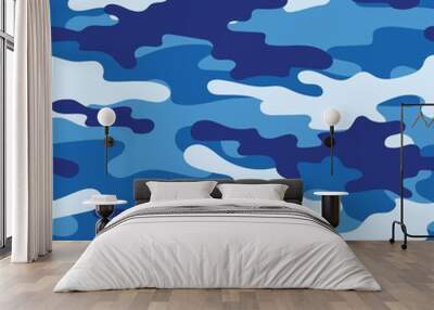 blue military camouflage. vector seamless print. army camouflage for clothing or printing Wall mural