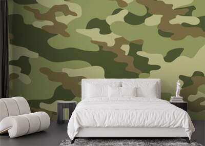 green Abstract seamless camouflage pattern for printing clothes, fabrics. Army background. Vector design. Wall mural