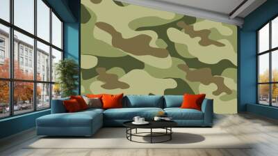 green military camouflage vector seamless pattern Wall mural