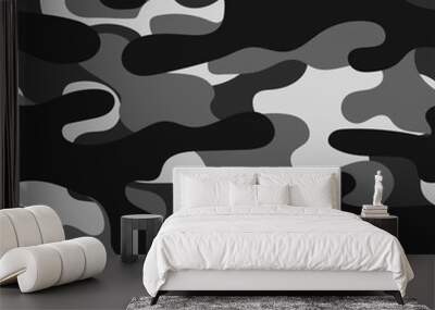 grey Camouflage modern pattern seamless element for printing clothes, fabrics. Vector. Hunting and fishing. Wall mural