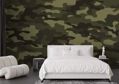 military green camouflage. vector seamless print. army camouflage for clothing or printing Wall mural