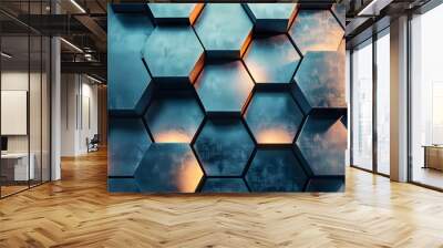 Abstract technology background hexagon glow neon line business background theme Wall mural