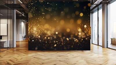 Celebratory background with gold glitter on black Wall mural