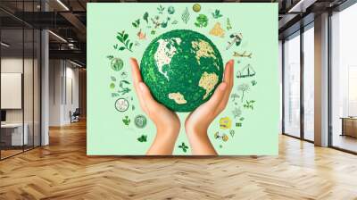 Green environmental recycle concept, sustainable or renewable energy Wall mural