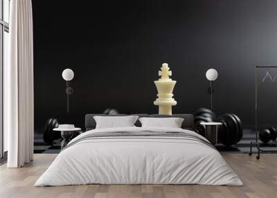 Last standing white king in chess game for business or competition win concept Wall mural