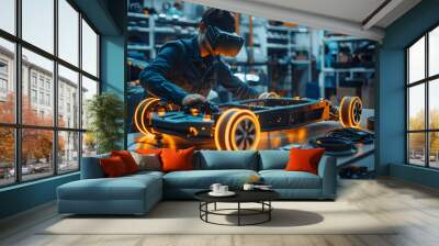 Virtual reality in automotive engineering, advanced car design Wall mural