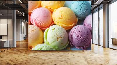 Colorful Scoop Ice Cream Background Concept Wall mural