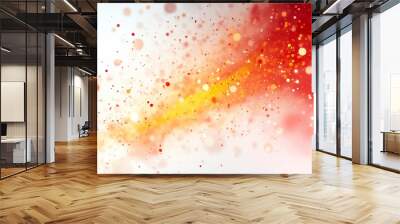 Red yellow flying particles isolated on white background Wall mural