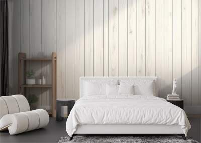 white wood plank wall decorated with wooden shelves Wall mural