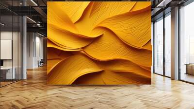 Background Texture of Paper Live Yellow Design Scroll with Dark Felt Fiber Stand, generative IA Wall mural