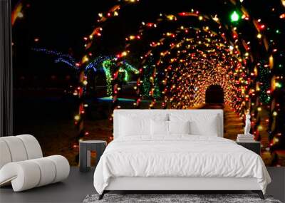 Holiday light tunnel Wall mural