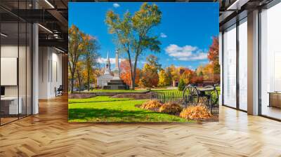 Town square in autumn Wall mural