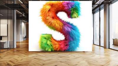 Furry letter in rainbow pride colors made of fur and feathers. Capital S
 Wall mural