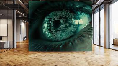 Futuristic digital eye with data matrix reflection Wall mural