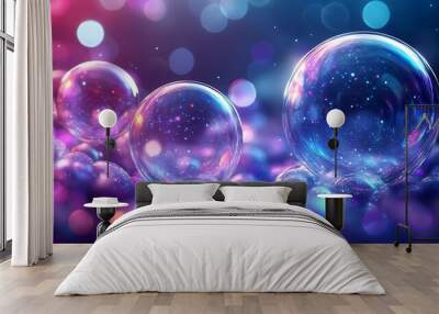 Floating 3d bubble on soft abstract background with modern design style Wall mural