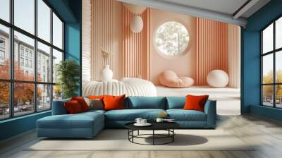 Minimalist 3d bubble with abstract modern background in soft colors Wall mural