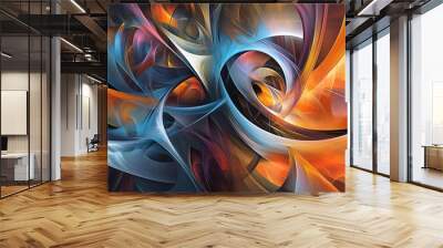 Surreal dimensional shapes in vibrant abstract design Wall mural