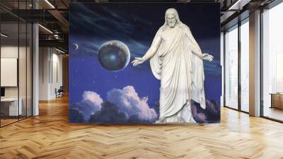 Statue of Jesus Christ at Temple Square, Utah. Wall mural