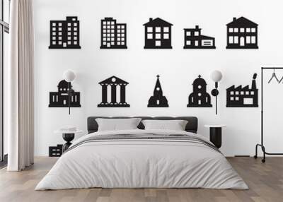 Buildings icon set. Pixel perfect vector. Wall mural