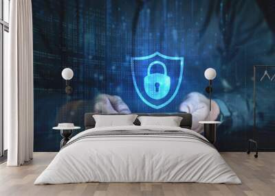 Concept of security data on network, Prevent online identity theft, user and password login on visual screen, data and app security, online identity theft Wall mural