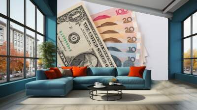 Chinese yuan and US dollars banknotes Wall mural