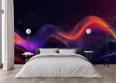 Abstract Neon Waves Wall mural