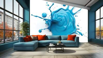 Blue paint splash against white background Wall mural