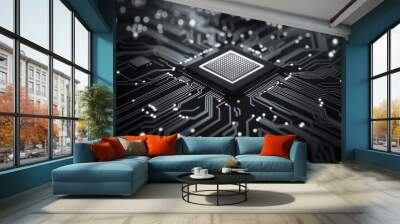 Circuit Board with a Processor Wall mural