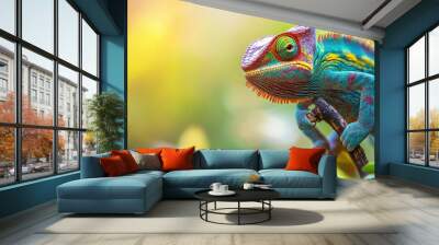 Colorful Chameleon on a Branch Wall mural