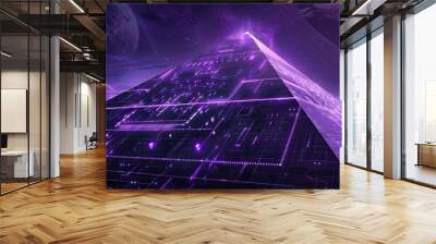 Futuristic Pyramid in a Purple Galaxy Wall mural