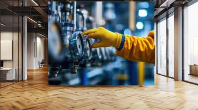 Industrial Worker Checking Gauges Wall mural